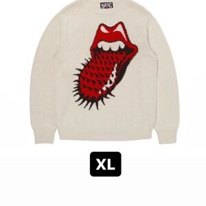 Men's Cream Sweater with Red Graphic by